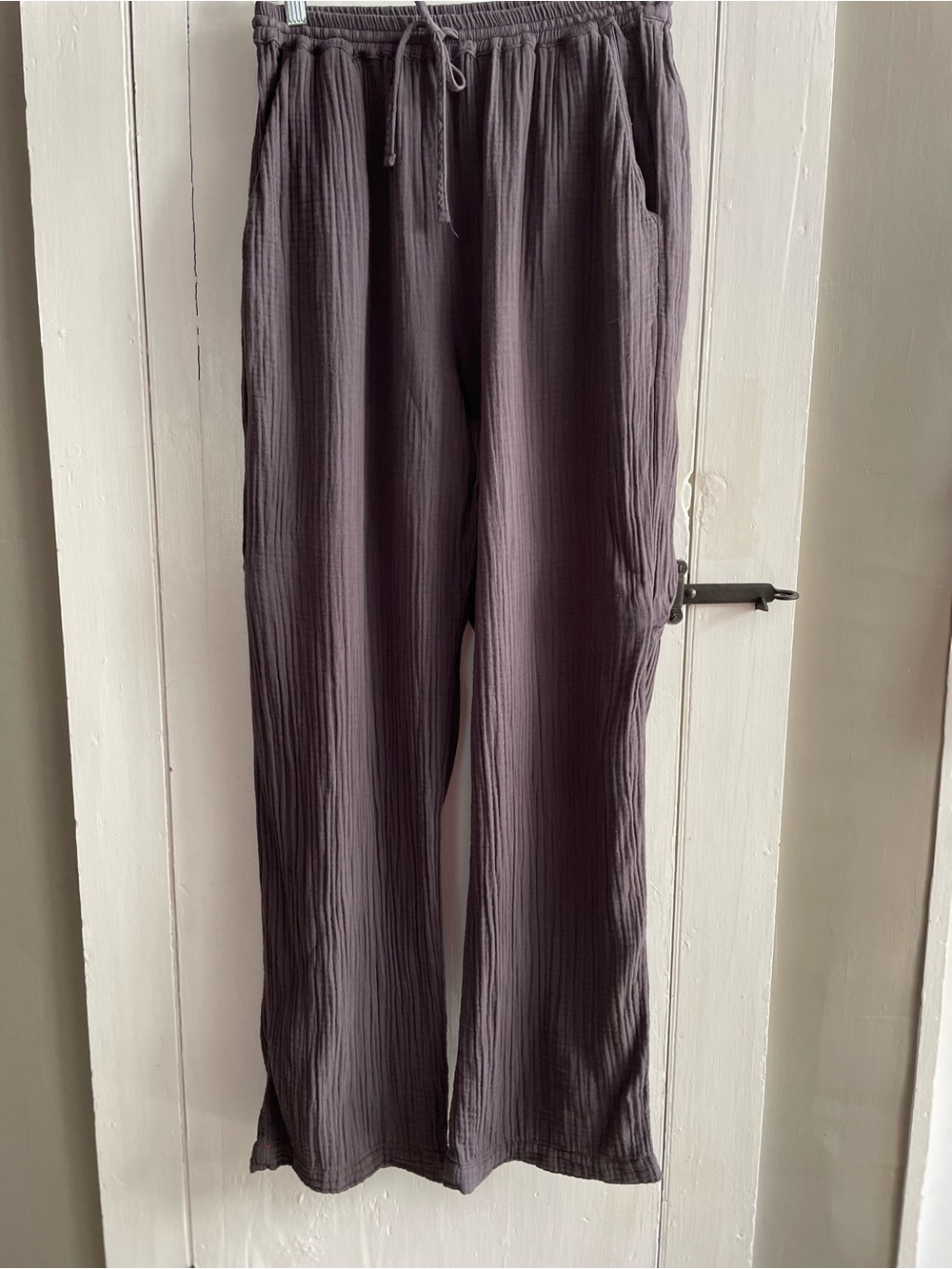 XIRENA Women's Double Gauze 100% Cotton Drawstring Pull On Pants Made in USA L